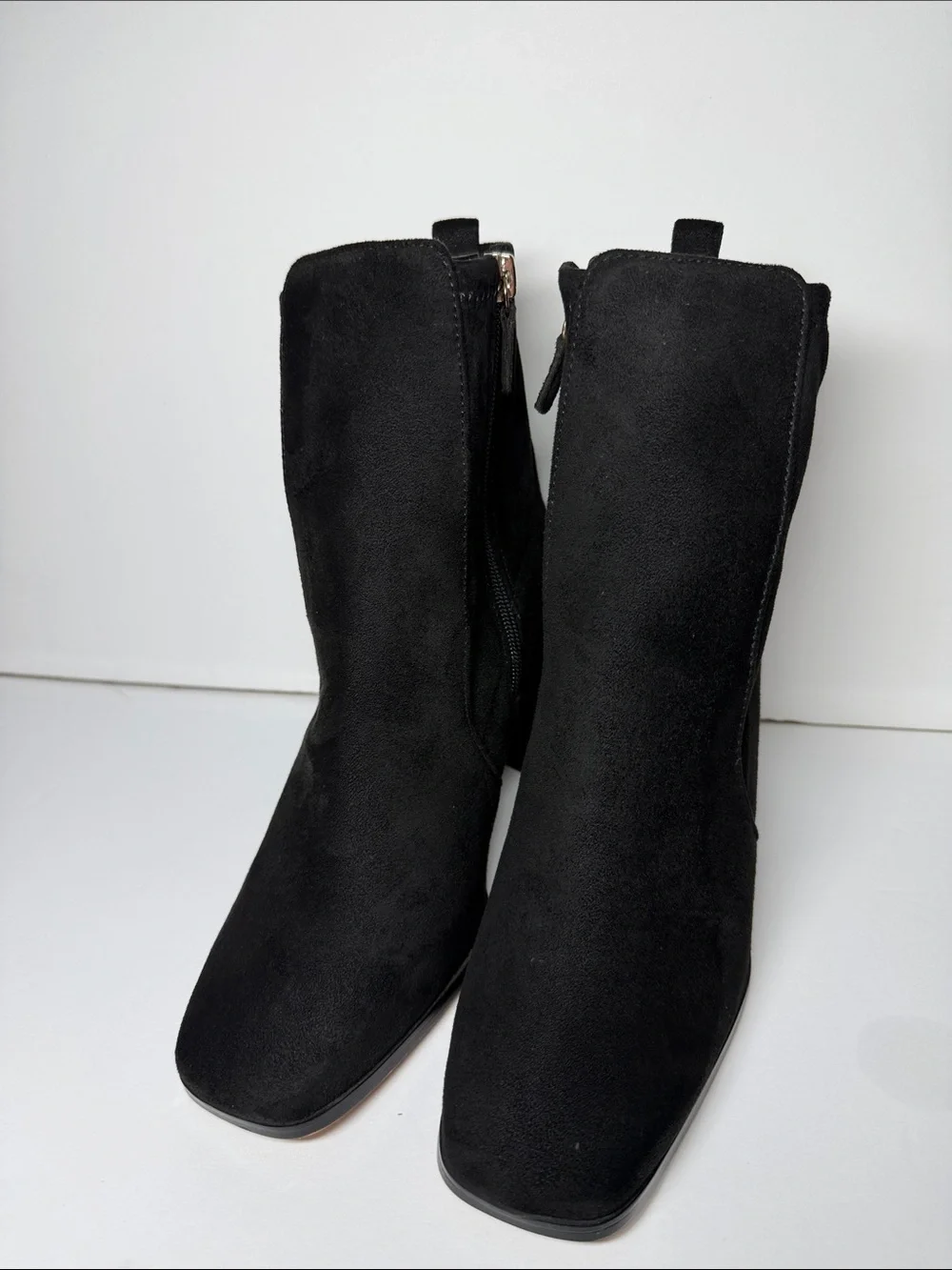 ALDO Black Suede Block Heel Ankle Boots - Women's Size 8 (4
